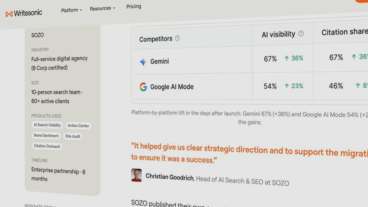 My collaboration with Writesonic on an AI search case study for SOZO
